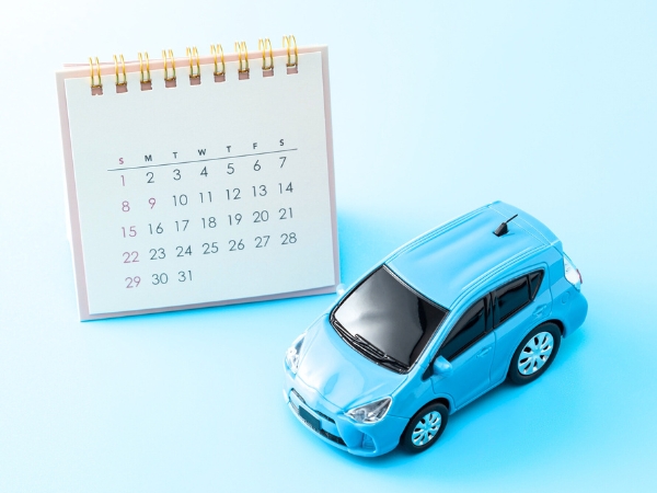 Mini Blue Car with a Calendar