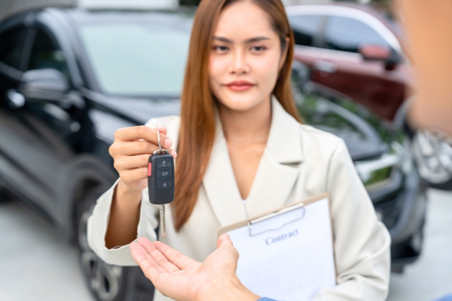 Woman Renting a Black Car